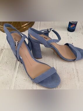 Gianni Bini Lavender Blue Suede Block Heel Sandals